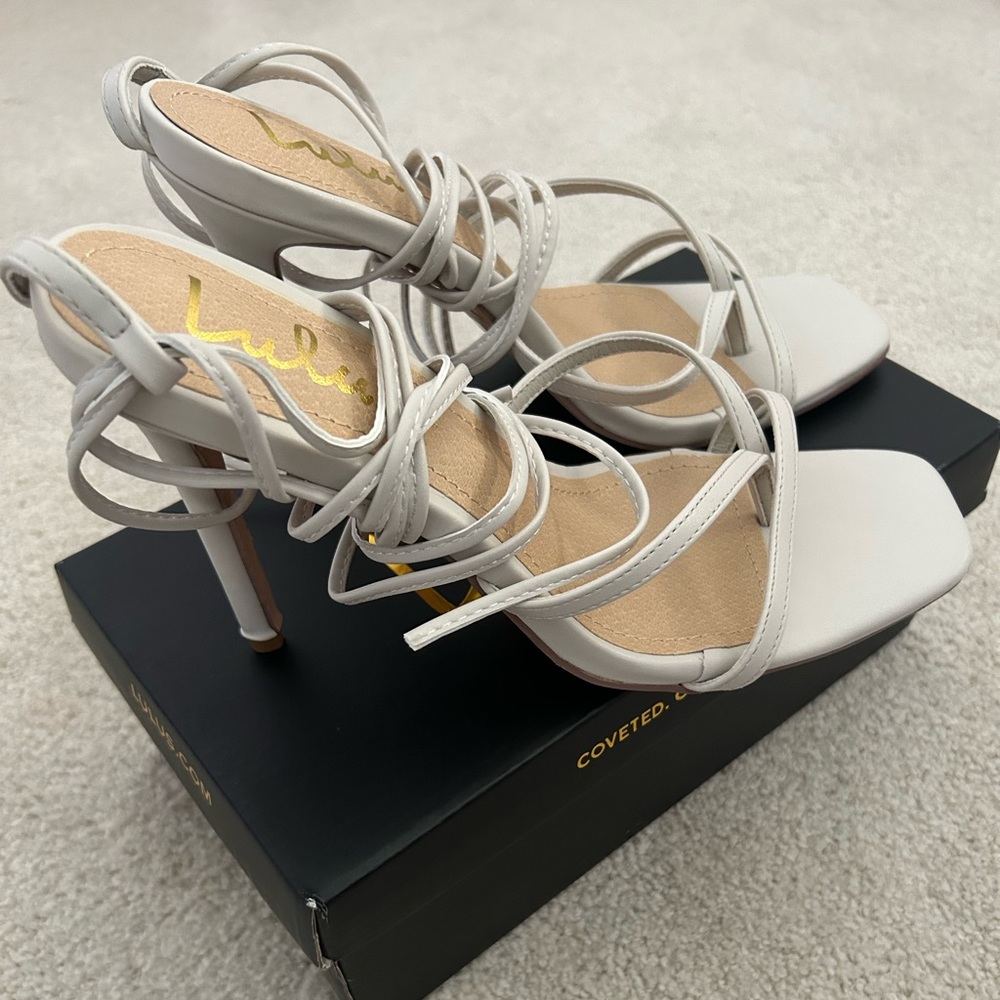 Lulus strappy off-white heels